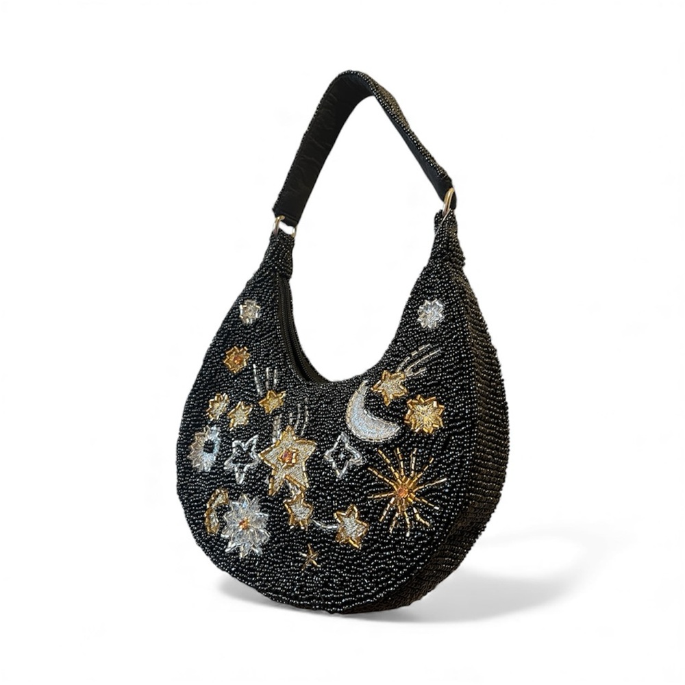 NWT VIRAL Moon & Stars Celestial Handcrafted Beaded Bag purse studio 12